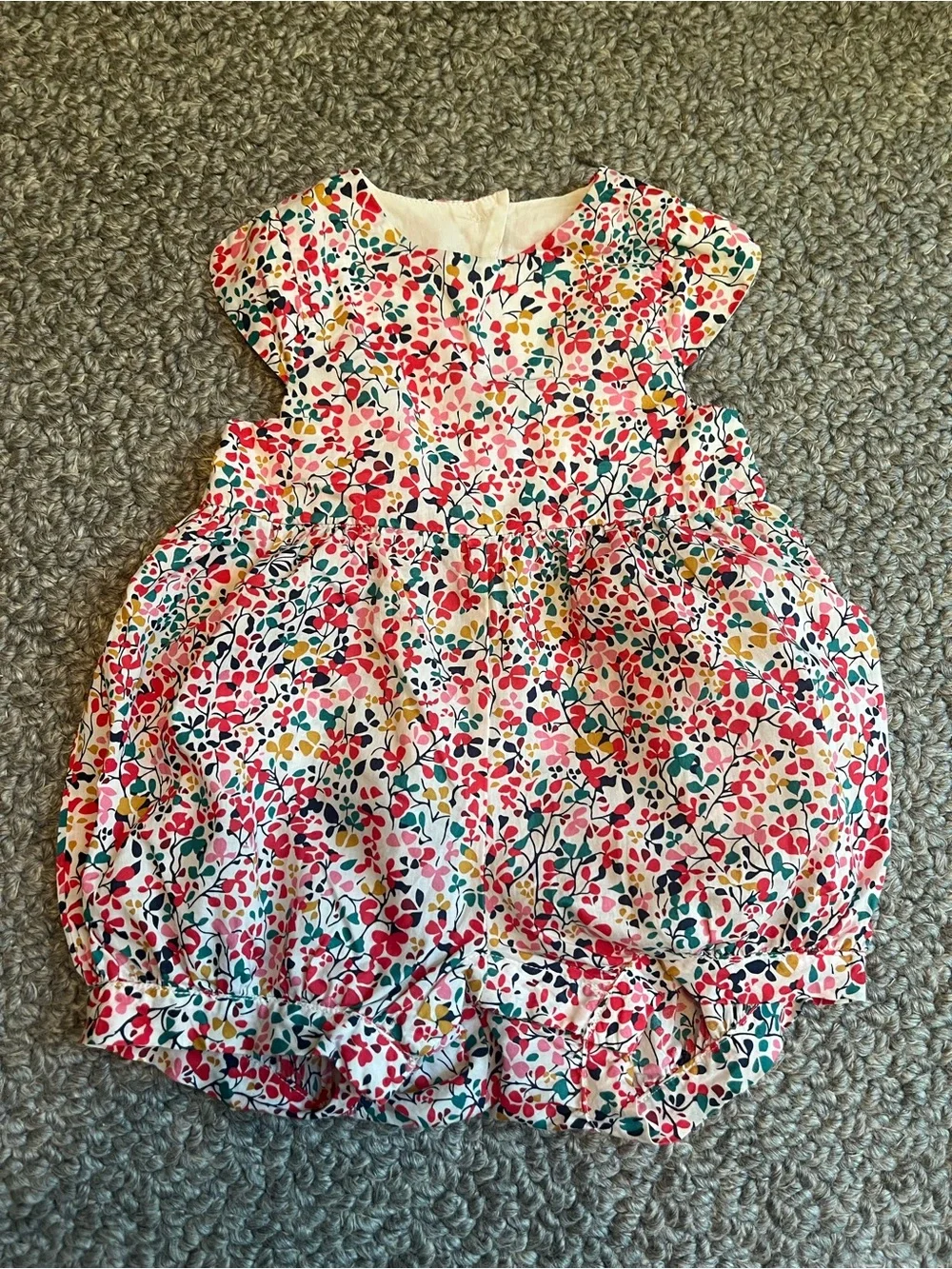 JACADI Floral Bubble Dress - Pink, Yellow & Teal Floral Print